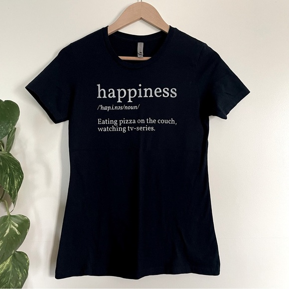 Navy ‘Happiness’ Graphic T-Shirt Size M - Picture 1 of 4